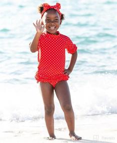 img 3 attached to 👙 RuffleButts® Polka Dot Rash Guard Swimsuit Set for Baby/Toddler Girls - UPF 50+ Sun Protection