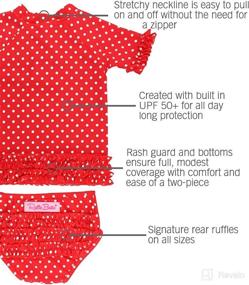 img 1 attached to 👙 RuffleButts® Polka Dot Rash Guard Swimsuit Set for Baby/Toddler Girls - UPF 50+ Sun Protection