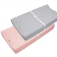 bluesnail ultra soft and breathable changing pad cover, stretchy knit diaper change table sheets, cozy and comfortable cradle sheets, fit 32"/34''x16" contoured pad, 2 pack (pink+light gray) logo