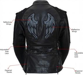 img 1 attached to Stylish And Safe: Women'S Scuba Leather Jacket With Reflective Wings And Studs - Size Large