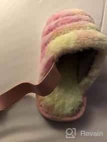 img 5 attached to 👣 Kids Cozy Furry Slippers - Open Toe Indoor House Shoes for Boys and Girls - Faux Fur Slides with Strap - Little Kids Slip-on Footwear