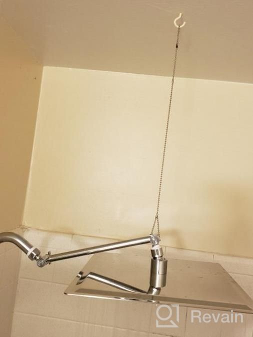 img 1 attached to Rain Shower Head With Adjustable Shower Arm - Sarlai Chrome Finish 12 Inch Solid Square Ultra Thin 304 Stainless Steel Rain Shower Head With Solid Brass 11 Inch Adjustable Extension Arm review by Matthew Allen
