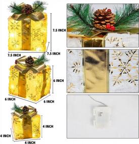img 3 attached to 🎁 Enhance Your Christmas Decor with Hourleey's Set of 3 Lighted Gift Boxes - Pre-lit, 60 LED, Warm White, Indoor/Outdoor Ornament Decorations for Xmas Tree, Yard, and Home