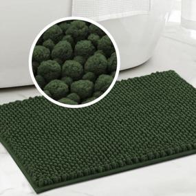 img 4 attached to Turquoize Non-Slip Chenille Bathroom Rugs With Extra Soft Shaggy Texture And Absorbent Qualities- Perfect For Bathtubs And Machine Washable, 24" X 17", Bronze Green