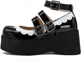 img 3 attached to Gothic Chic: Caradise Patent Mary Janes Wedge Shoes With Buckles For Women'S Cosplay
