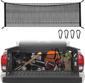 img 4 attached to 🚚 Optimize Your Pickup Truck Bed with a Durable Cargo Net - Perfect Organizational Solution with 4 Sturdy Metal Carabiner Buckles - Fit for Safety and Storage in Silverdo, Ford F150, GMC