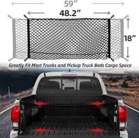 img 3 attached to 🚚 Optimize Your Pickup Truck Bed with a Durable Cargo Net - Perfect Organizational Solution with 4 Sturdy Metal Carabiner Buckles - Fit for Safety and Storage in Silverdo, Ford F150, GMC