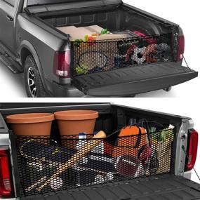 img 2 attached to 🚚 Optimize Your Pickup Truck Bed with a Durable Cargo Net - Perfect Organizational Solution with 4 Sturdy Metal Carabiner Buckles - Fit for Safety and Storage in Silverdo, Ford F150, GMC