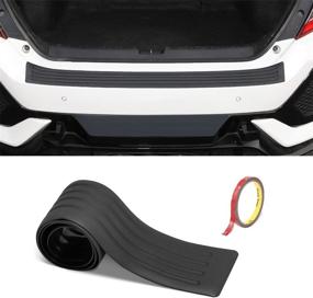 img 4 attached to 🚗 35 inch Universal Non-Slip Black Rubber Car Rear Bumper Guard Protector | Anti-Scratch & Abrasion Resistant | Trunk Door Sill Protector | Ideal for Most Cars | Car Exterior Accessories in Black