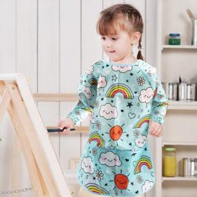 img 3 attached to Protect Your Child'S Clothes With CUBACO 2-Pack Kids Art Smock - Long Sleeve, Waterproof, And With 3 Pockets!
