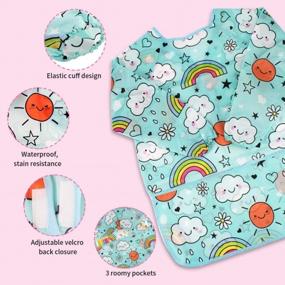 img 1 attached to Protect Your Child'S Clothes With CUBACO 2-Pack Kids Art Smock - Long Sleeve, Waterproof, And With 3 Pockets!