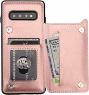 protect your samsung galaxy s10 plus in style with vaburs s10+ wallet case - rose gold logo