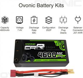 img 3 attached to Высокопроизводительный аккумулятор OVONIC 2S Lipo 50C 4600 мАч 7,4 В с 4-мм пулей Deans Ultra Connector для 1/8 1/10 RC Car Truck Boat Vehicles