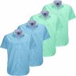 pack of 4 oxford short sleeve dress shirts for men, casual fit with big and tall sizes, solid modern colors, button down style logo