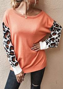 img 3 attached to Bold And Chic Striped Knit Sweater With Leopard Accent For Women
