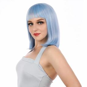 img 3 attached to Get A Chic And Colorful Look With ENilecor Synthetic Short Bob Wig- Perfect For Parties And Cosplay!