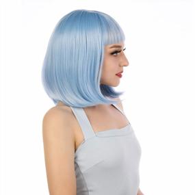 img 2 attached to Get A Chic And Colorful Look With ENilecor Synthetic Short Bob Wig- Perfect For Parties And Cosplay!