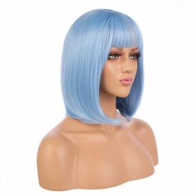 img 4 attached to Get A Chic And Colorful Look With ENilecor Synthetic Short Bob Wig- Perfect For Parties And Cosplay!