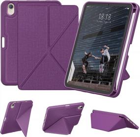 img 4 attached to 📱 DTTO iPad Mini 6th Gen Case 2021, Dark Purple - Pencil Holder, Multi-Angle Magnetic Stand, TPU Back, Wireless Charging, Auto Wake/Sleep, 8.3 Inch