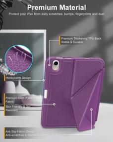 img 1 attached to 📱 DTTO iPad Mini 6th Gen Case 2021, Dark Purple - Pencil Holder, Multi-Angle Magnetic Stand, TPU Back, Wireless Charging, Auto Wake/Sleep, 8.3 Inch