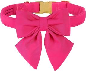 img 4 attached to Premium Maca Bates Dog Collar with Bow - Stylish Sailor Bow Tie Collar in 12 Solid Colors for Small, Medium & Large Dogs - Adjustable & Durable with Golden Metal Buckle