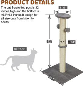 img 1 attached to 🐱 PEEKAB 32" Tall Cat Scratching Post: Sisal Rope Scratcher Tree with Plush Platform and Interactive Ball Toys