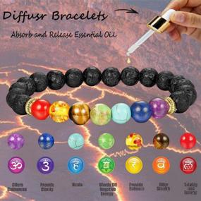 img 2 attached to Set Of 10 Chakra Lava Stone Bracelets For Men And Women: Natural Rock Stones, Tiger Eye, And Elastic Bands For Stress Relief, Yoga, Meditation, And Essential Oil Diffusing