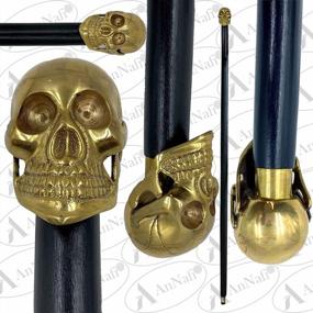 img 2 attached to Designer Brass Skull Handle Walking Cane In 36 Inch Wood - Men'S Fashionable Decorative Carved Walking Canes By AnNafi®