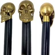 designer brass skull handle walking cane in 36 inch wood - men's fashionable decorative carved walking canes by annafi® logo