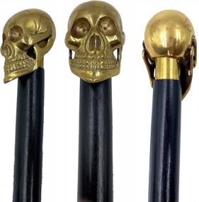 img 4 attached to Designer Brass Skull Handle Walking Cane In 36 Inch Wood - Men'S Fashionable Decorative Carved Walking Canes By AnNafi®