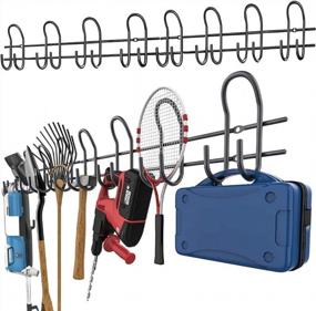 img 4 attached to TORACK Heavy Duty Garage Hooks - 2-Pack Tool Organizer Wall Mount Storage Rack With 8 Utility Hooks - Supports Up To 500Lbs For Efficient Indoor And Outdoor Space-Saving