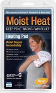 heat up pain relief with thermalon's activated moist heating pad for abdomen, back and hip logo