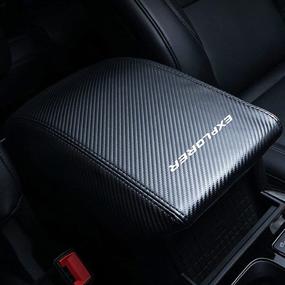 img 4 attached to CEBAT Center Console Armrest Box Cover Anti-Scratch Leather Auto Central Armrest Protector Pad Interior Decoration Accessories Fit For Ford Explorer 2012-2019(Carbon Fiber)