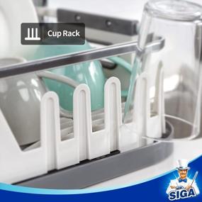 img 1 attached to Compact Dish Drying Rack For Kitchen Counter - MR.SIGA With Drainboard, Utensil Holder & Cup Rack, White