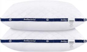 img 4 attached to Luxury Plush Gel Fiber Pillows By HOMEIDEAS - Queen Size, 100% Cotton Hotel-Quality Down-Alternative Gusseted Pillows Ideal For Side And Back Sleepers, 2 Pack