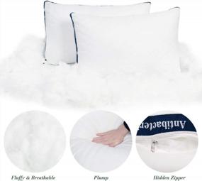 img 2 attached to Luxury Plush Gel Fiber Pillows By HOMEIDEAS - Queen Size, 100% Cotton Hotel-Quality Down-Alternative Gusseted Pillows Ideal For Side And Back Sleepers, 2 Pack