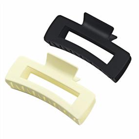 img 4 attached to Big Hair Claw Clips Large Hair Clips For Women Girls, 4.2'' Matte Rectangle Hair Clips For Thick Hair, Nonslip Hair Cutcher Jaw Clips Hair Clamps For Thick Hair And Thin Hair (Black&White)