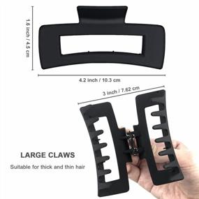 img 2 attached to Big Hair Claw Clips Large Hair Clips For Women Girls, 4.2'' Matte Rectangle Hair Clips For Thick Hair, Nonslip Hair Cutcher Jaw Clips Hair Clamps For Thick Hair And Thin Hair (Black&White)