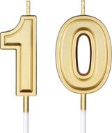 10th birthday candles cake numeral candles happy birthday cake candles topper decoration for birthday wedding anniversary celebration supplies (gold) логотип