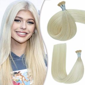 img 4 attached to Get Glamorous With Creamily Platinum Blonde I-Tip Remy Human Hair Extensions | 16 Inch |40G Pack | 100% Real & Natural Straight Hair Extensions