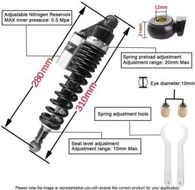 img 1 attached to Universal 11-Inch Rear Suspension Motorcycle Shock Absorber Pair for Honda Suzuki Yamaha Kawasaki ATV Go Kart Quad Dirt Sport Bikes - Black Golden