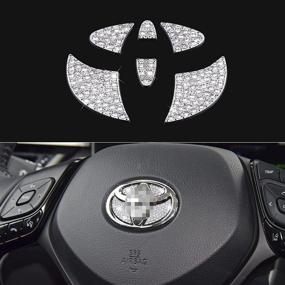 img 4 attached to 🚗 KORUIPEI Bling Car Accessories for Women - Toyota Logo, Rhinestone Diamond Car Decorations | Interior Decals Stickers Fit for Camry, Corolla, Rav4, 4runner, Highlander