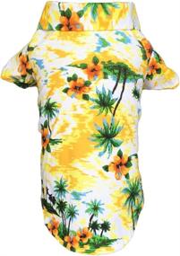 img 3 attached to 🐶 Hawaiian Pet Dog T-Shirt Summer Camp Attire with Straw Hat for Small Medium Large Dog Puppies Cats Small