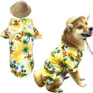 🐶 hawaiian pet dog t-shirt summer camp attire with straw hat for small medium large dog puppies cats small логотип