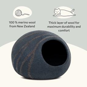 img 2 attached to Handmade 100% Merino Wool Cat Bed Cave - MEOWFIA Premium Felt Bed For Cats And Kittens In Dark Shades, Moon Granite - Large Size