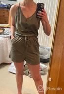 img 1 attached to 👗 YIBOCK Women's Summer Casual Short Jumpsuits: Spaghetti Strap, Button Down, V Neck, and Waist Drawstring Rompers review by Aaron Allen