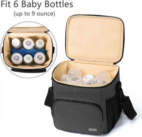 img 3 attached to Изолированная сумка для детских бутылочек для кормящих мам в пути - холодильник YARWO с пакетом для льда, вмещает 6 бутылочек до 9 унций.