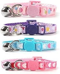 img 3 attached to 🌸 Floral Colorful Patterned Cat Collar with Bell - Adjustable, Soft and Strong Nylon Strip from CHUKCHI