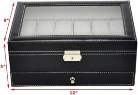 img 1 attached to Securely Store And Display Your Watches: Autoark Leather Watch Box With Drawer Organizer - Black