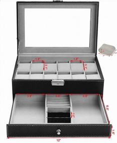 img 3 attached to Securely Store And Display Your Watches: Autoark Leather Watch Box With Drawer Organizer - Black